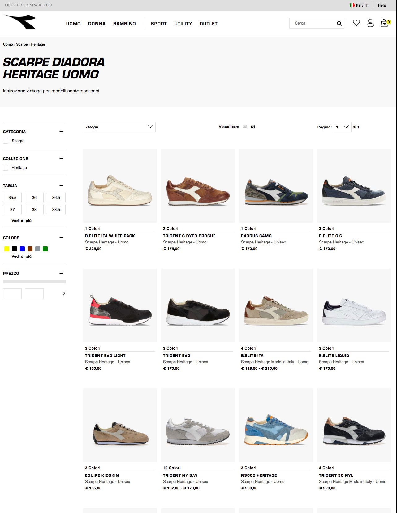 scarpe diadora uomo heritage